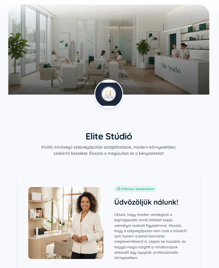 Élő Pro próbaoldal előnézete